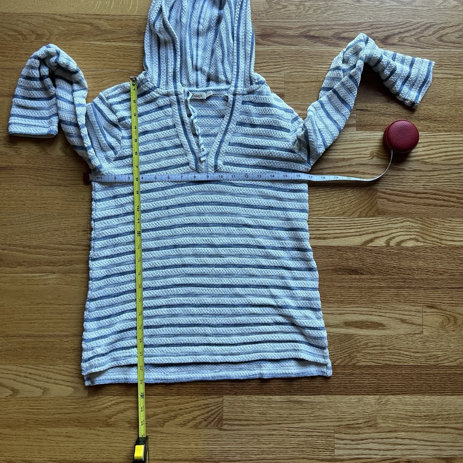 Faherty  Striped Hoodie‎ Blue White Pullover Sz Small Lightweight Boho Surf Beach - Image 8