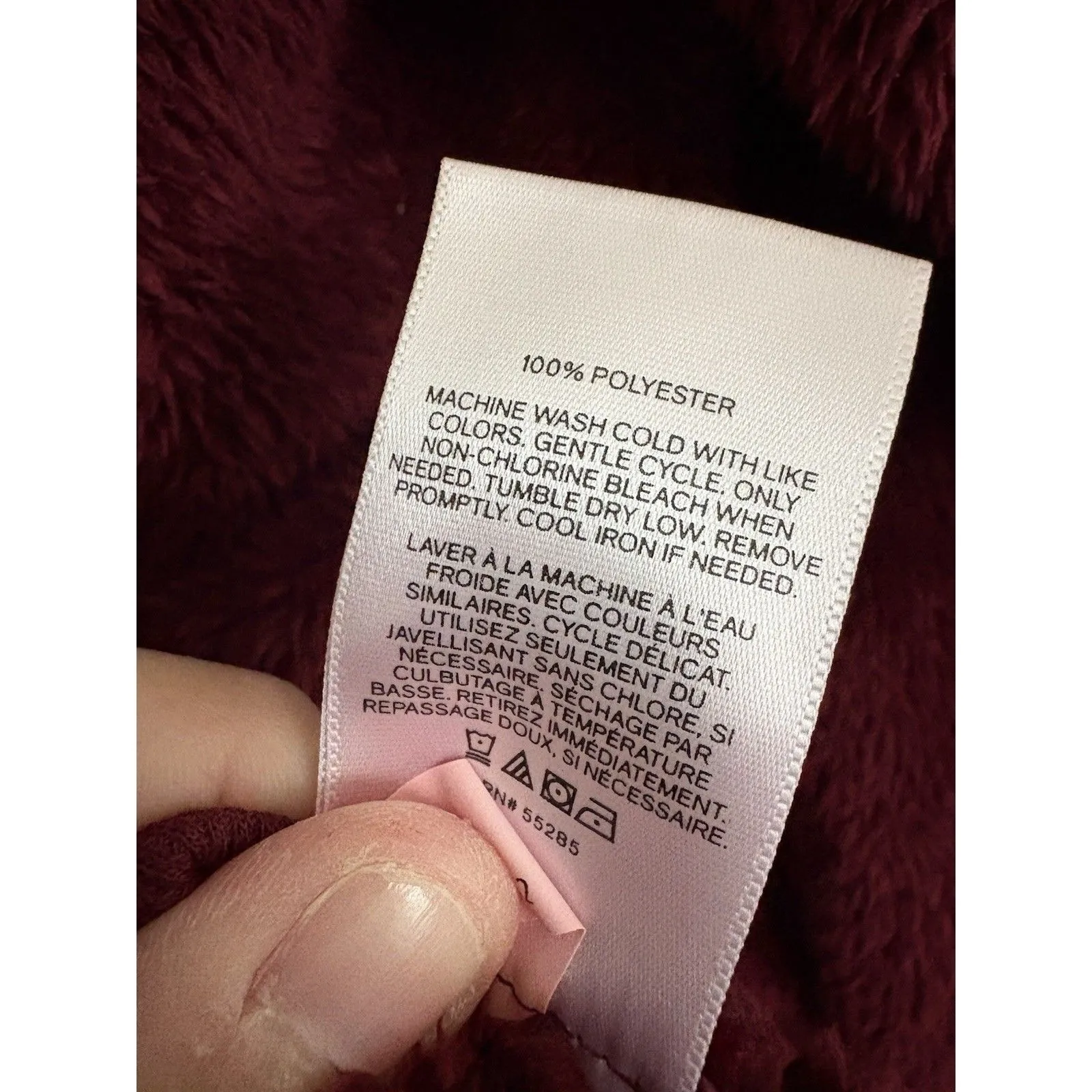 Express Quarter Zip Pullover Sweater Womens Medium Sherpa Fleece Maroon Fluffy - Image 5