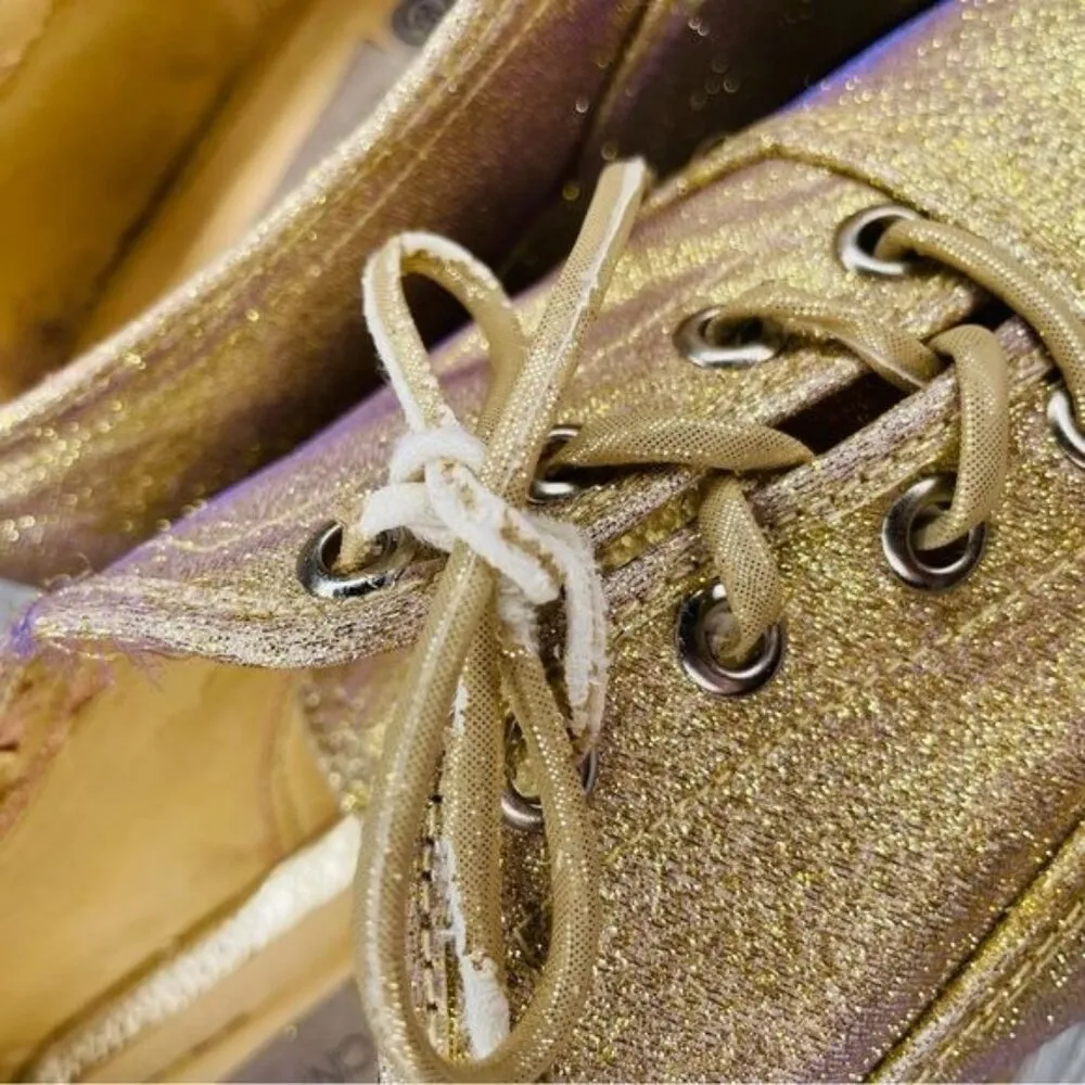 Vintage Cinthya cobos glitter iridescent platform shoes sneakers size 35 / 5 us Gold - Image 5