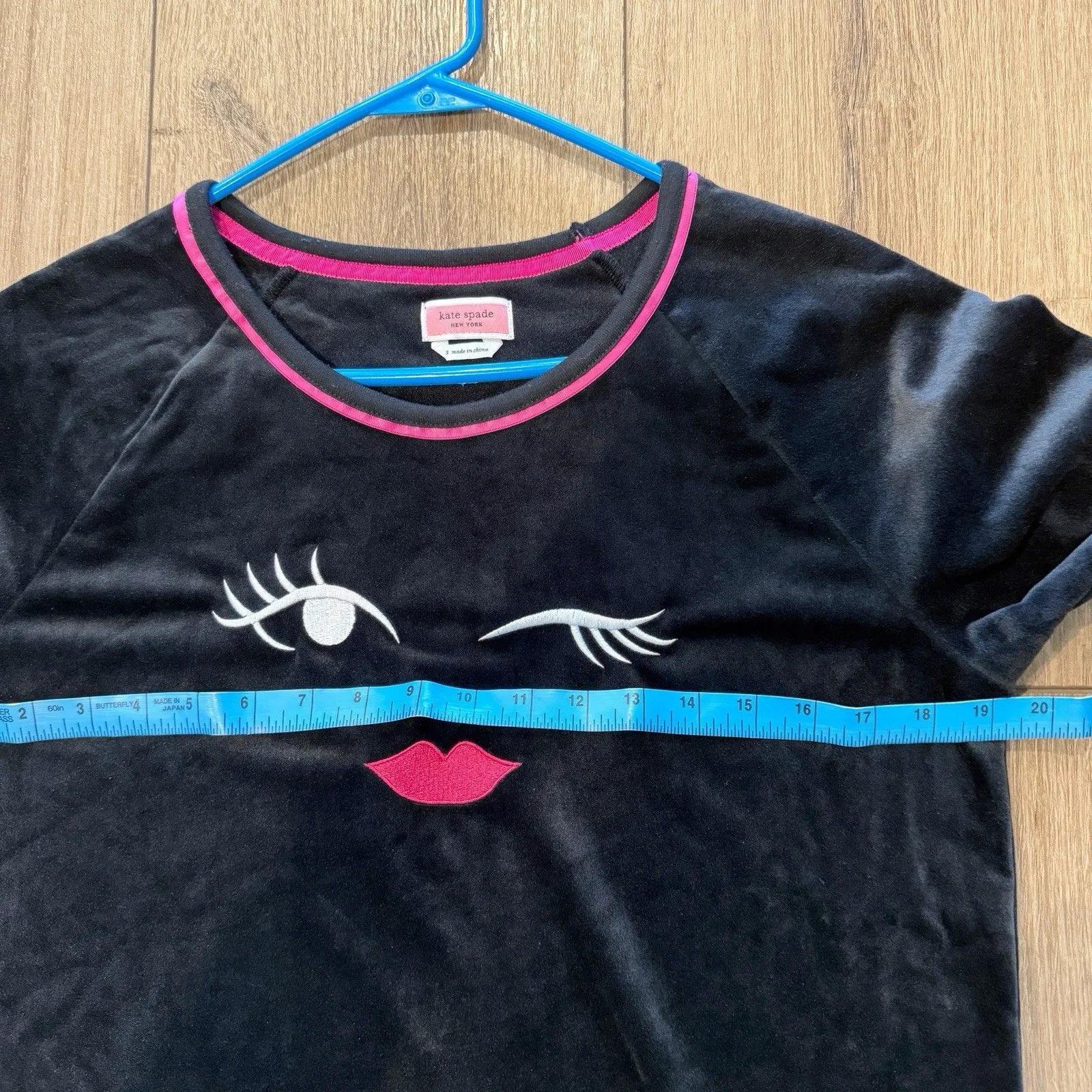 Kate Spade Womens Velour Velvet Sleep Dress Size Small Wink Eye Soft Cozy Winter - Image 4