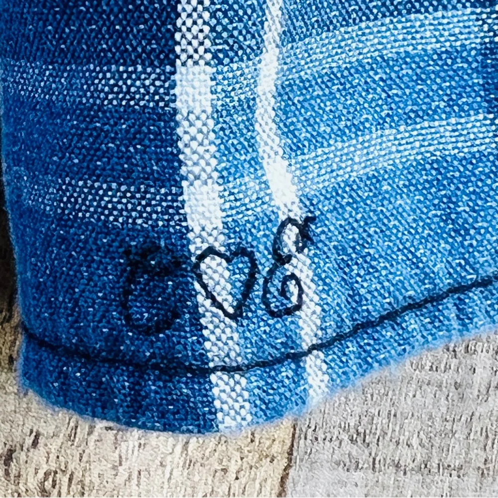 Current Elliott Size 1 Plaid Blue & White Long Sleeve Collared Button Sh… - Image 3