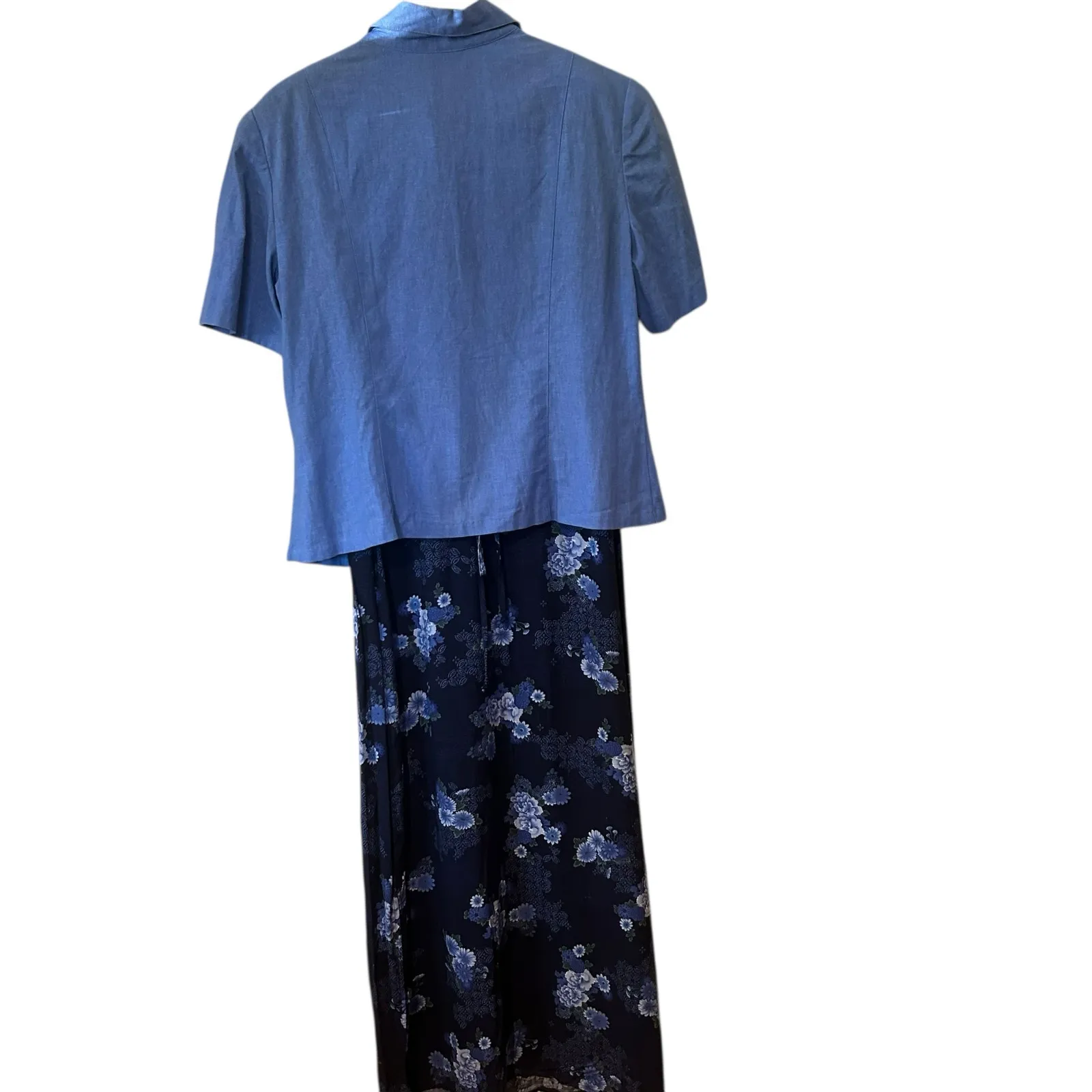 Vtg R&K Originals 80'S Dress W/ Tunic Linen Blend Set/2 Boho SZ 14 Boho Y2K Blue - Image 7