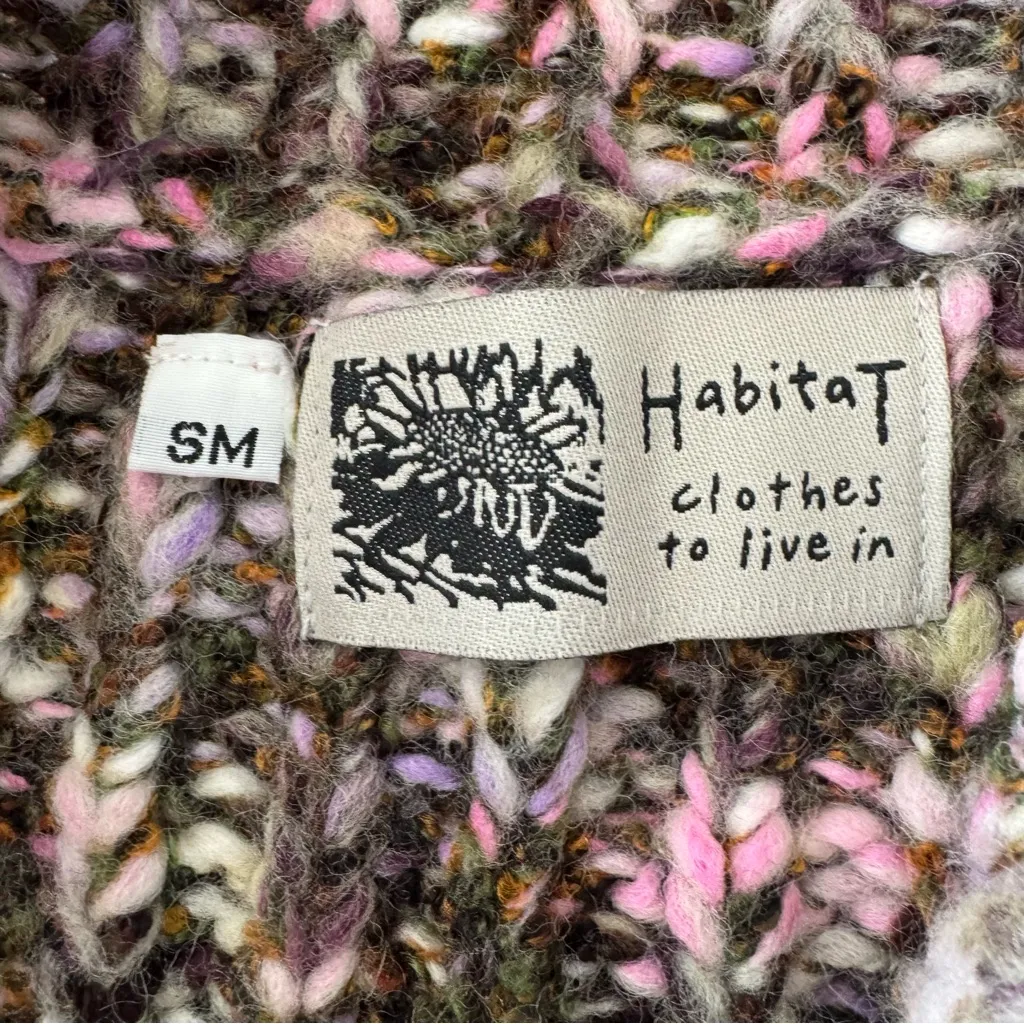 Habitat Wool Blend Chunky Knit Cardigan Sweater size Small Medium 3/4 Sleeves - Image 4