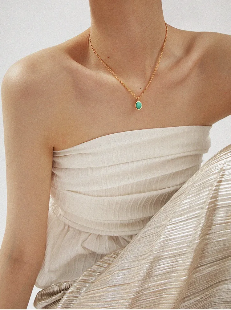 Amazonite pendant necklace oval pendant necklace gold chain necklace - Image 7