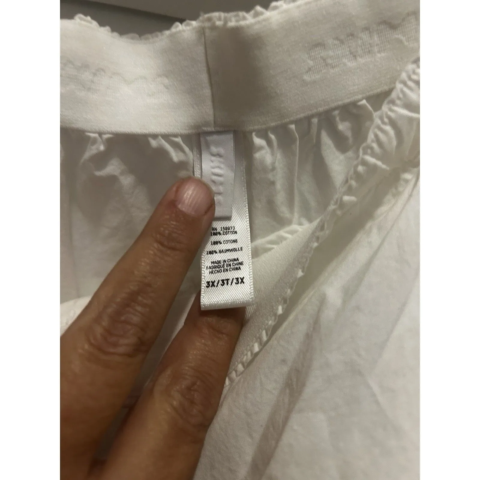 SKIMS Pajama Pants Size 3X White Poplin Sleep Elastic Waist Pockets Lounge Cozy - Image 3