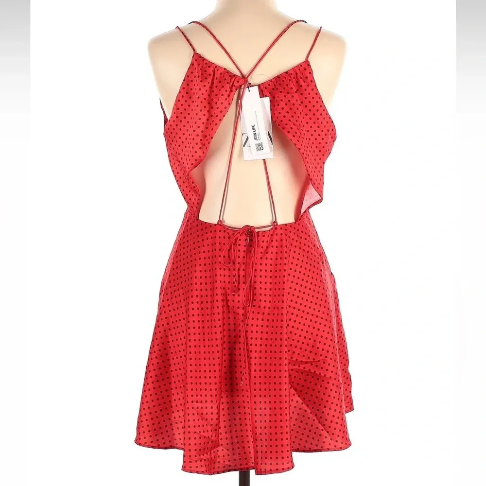 Zara Red Polka Dot Mini Cocktail Party Dress Size Large L NWT Pinup Rockabilly - Image 3