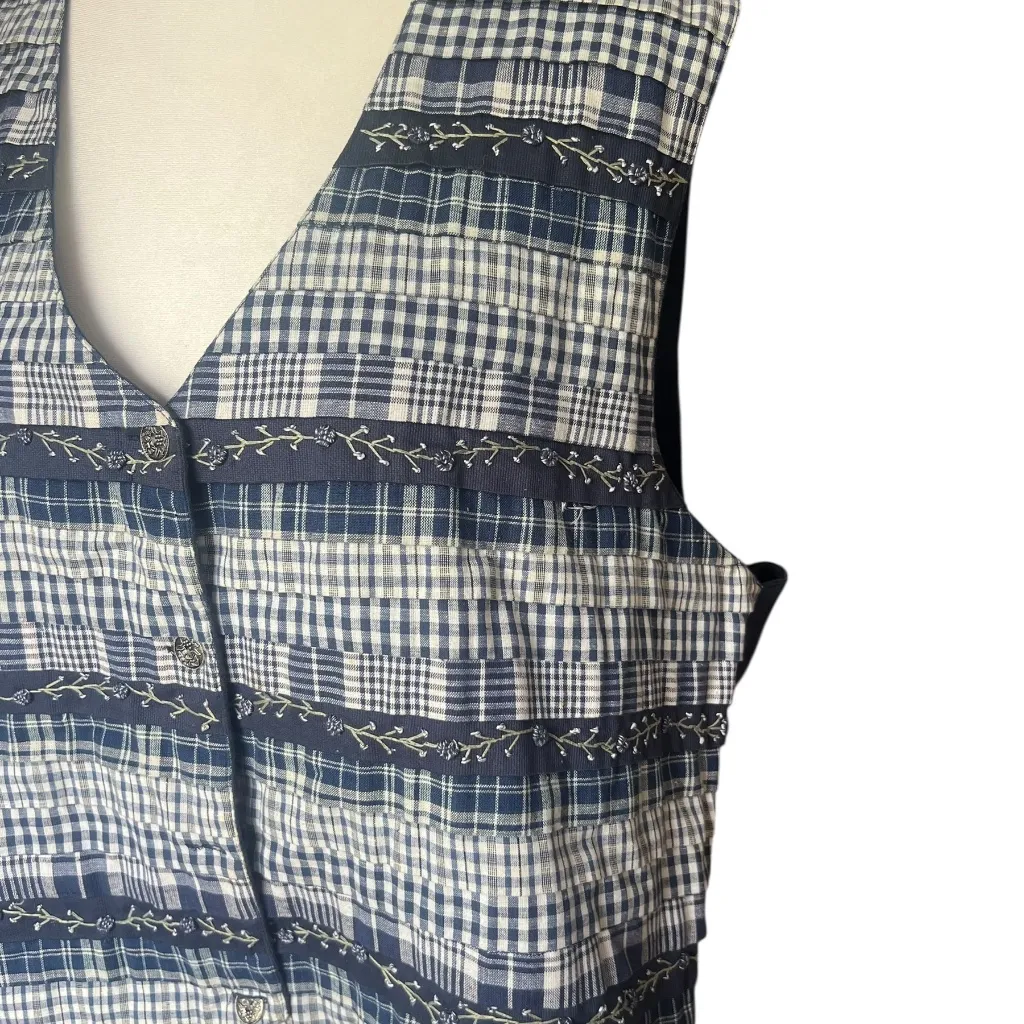 Vintage Layered Cottagecore Quilted Vest 2X Blue - Image 4