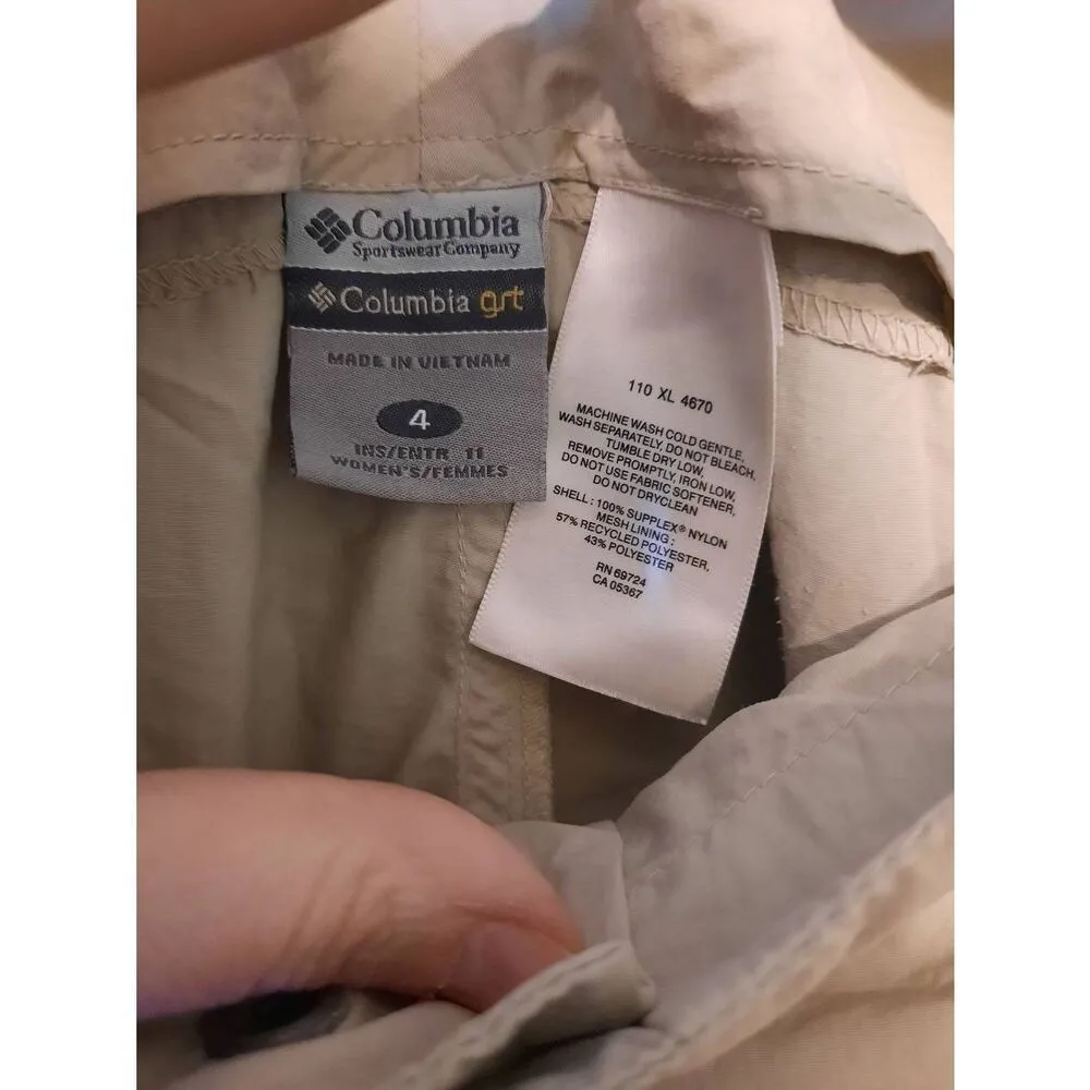 Columbia GRT Size 4 Womens Hiking Shorts 11 in Inseam Beige - Image 2