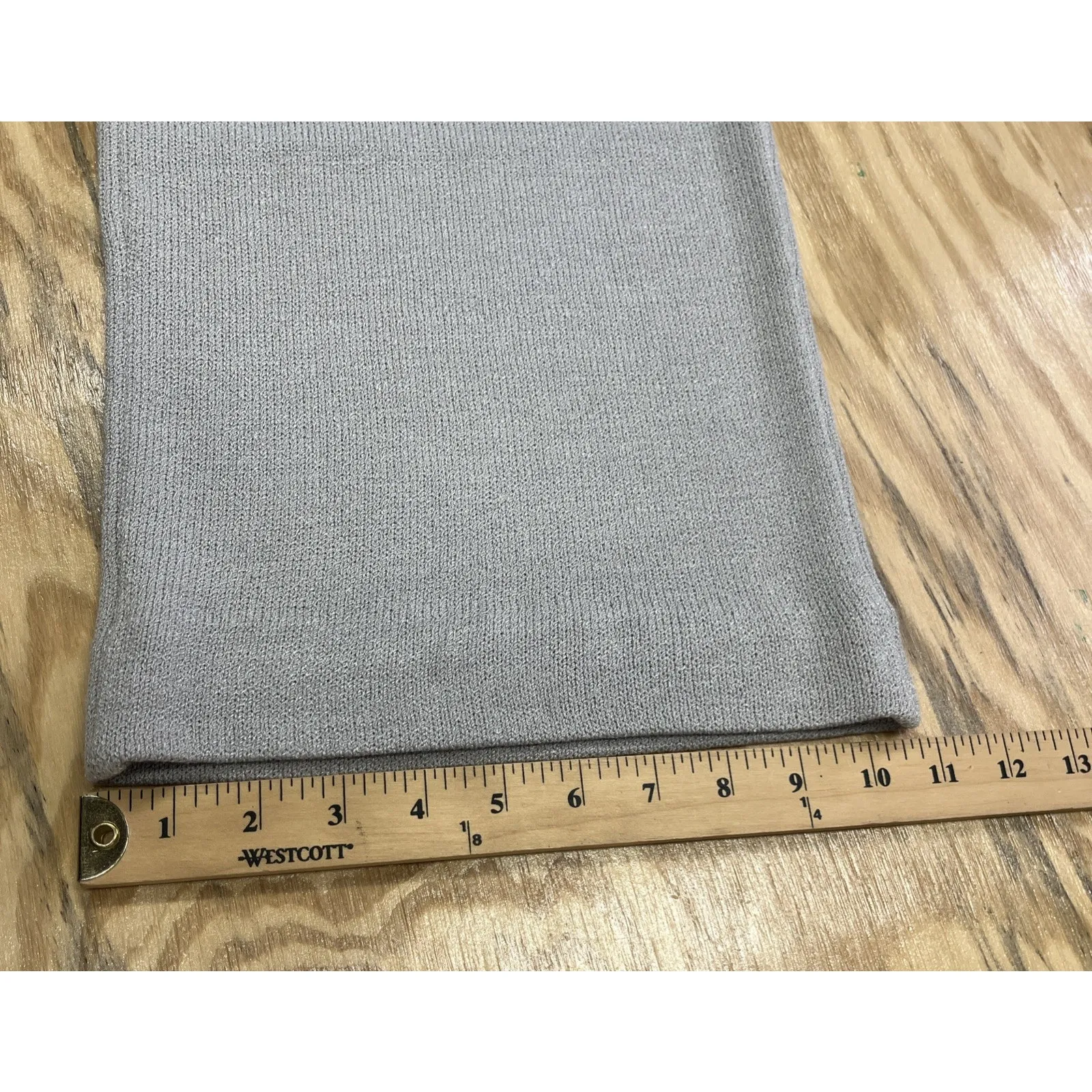 ST JOHN Santana Knit Wide Leg Pants Womens 10 Silver Gray Minimalist Luxury - Image 10