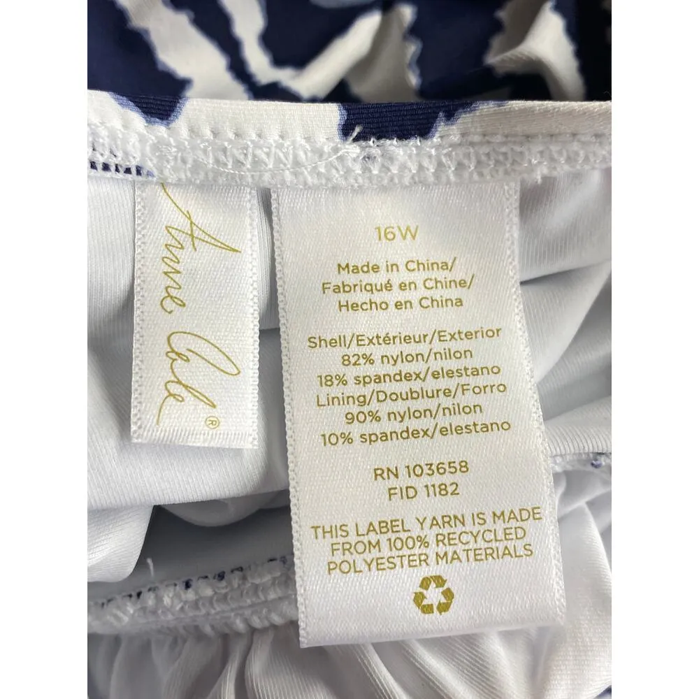 Brand New Anne Cole Plus Size Zebra-Print One-Piece Swimsuit Navy White 16W - Image 7