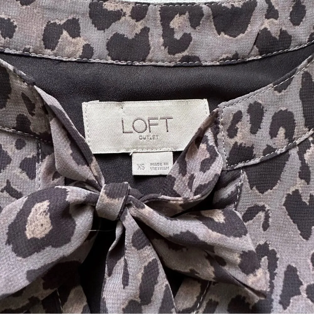 Loft Outlet Dress Gray Black Leopard Animal Print Long Sleeve Mini Dress Size XS - Image 2