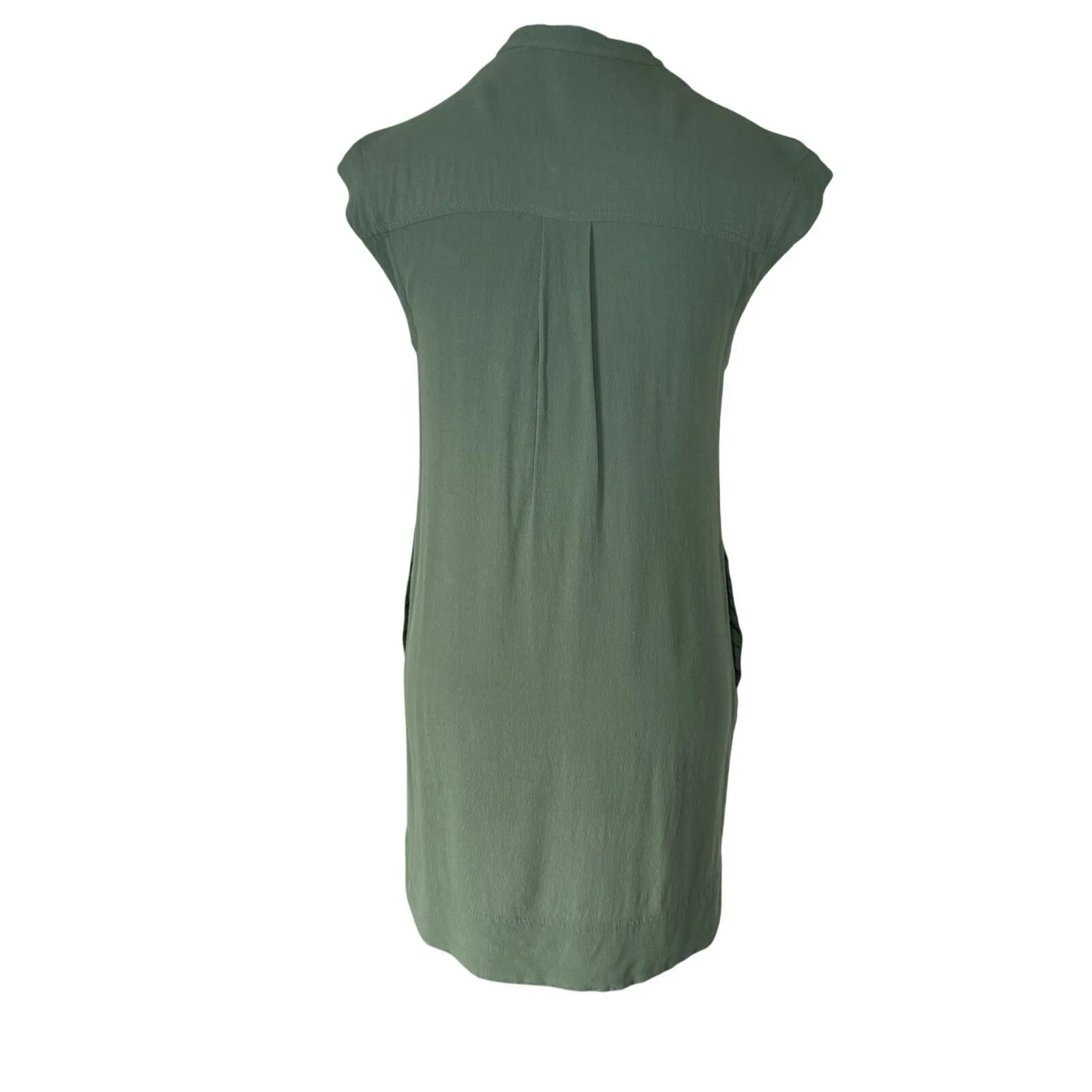 J.Crew Women's Olive Green Mini Dress PXS Sleeveless Viscose Chino Style Pocket Size undefined - Image 3