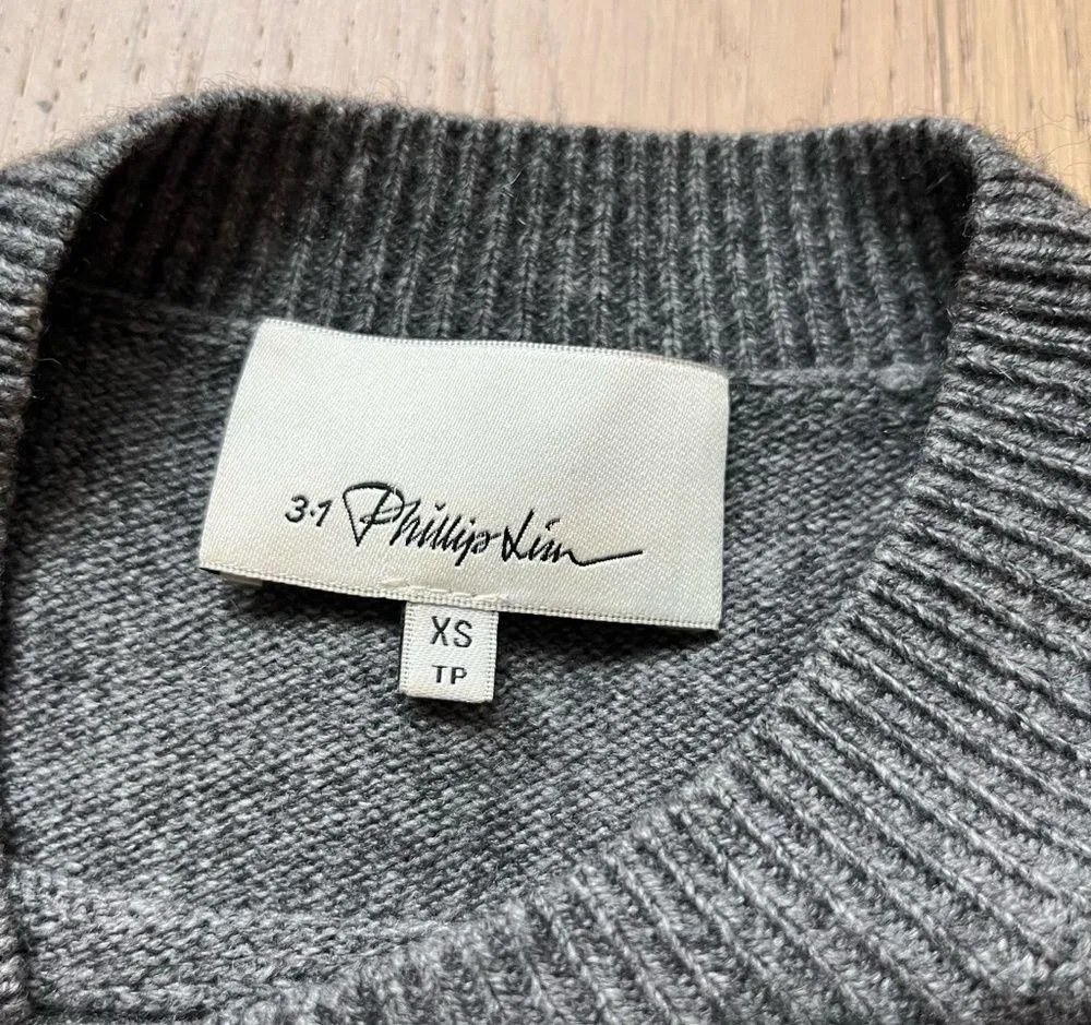 Embellished Tassle Grey Crew Neck Sweater - Image 4