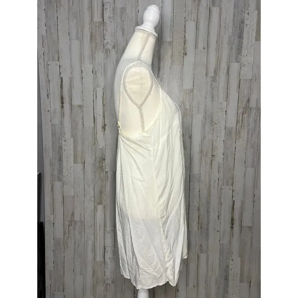 Anthropologie Women's Medium White Slip Dress Sleeveless‎ Adjustable Straps - Image 3