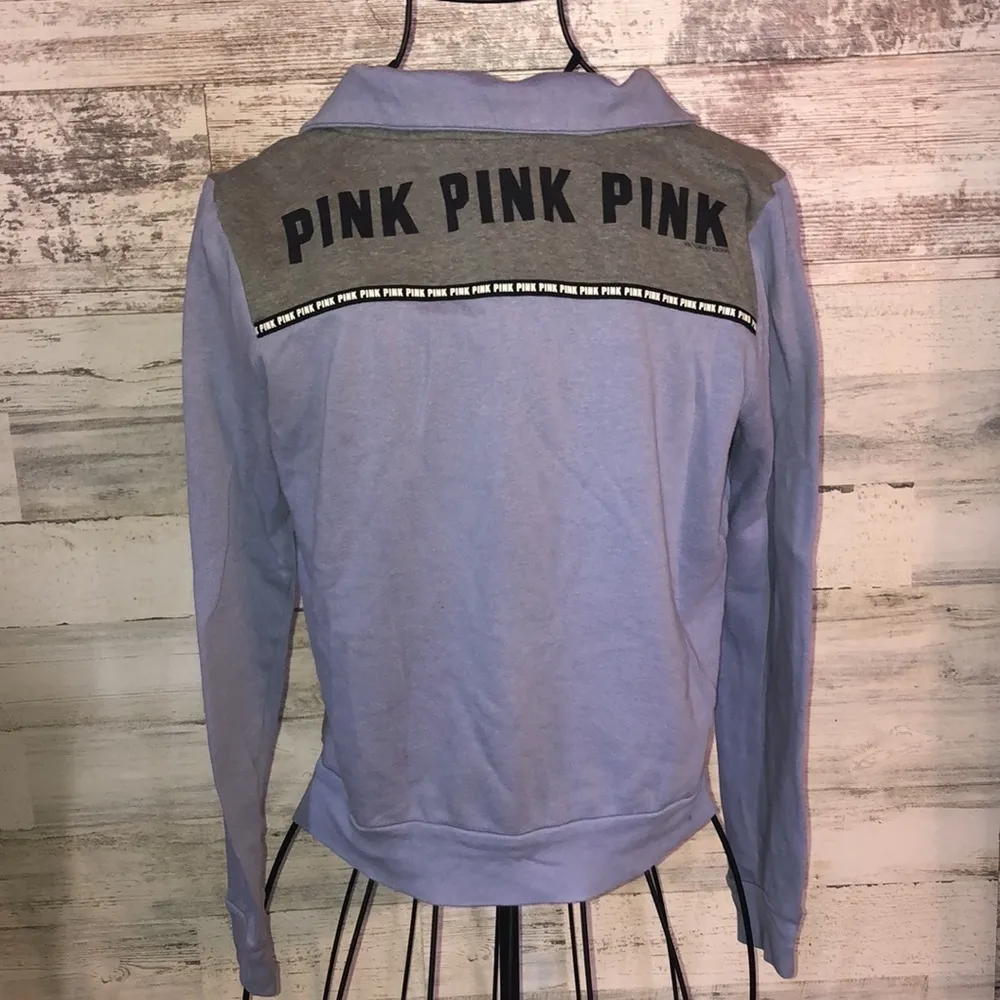 PINK VICTORIA’S SECRET quarter zip sweatshirt purple and gray XS PINK VS top​ - Image 8