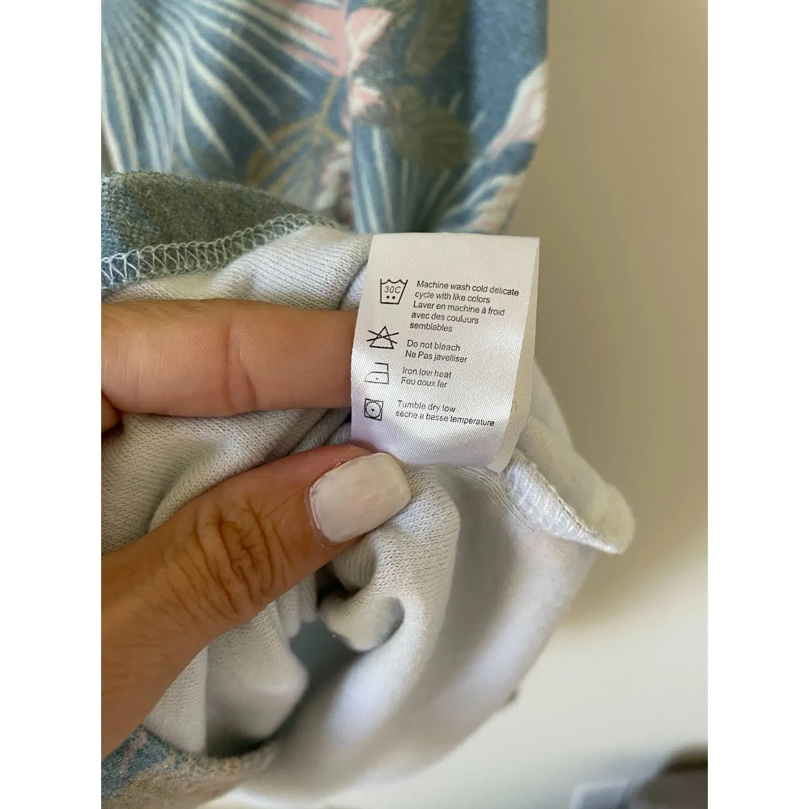 Chasor Floral Beach Terry Cloth V-Neck Mini Dress Blue Green Size Small - Image 7