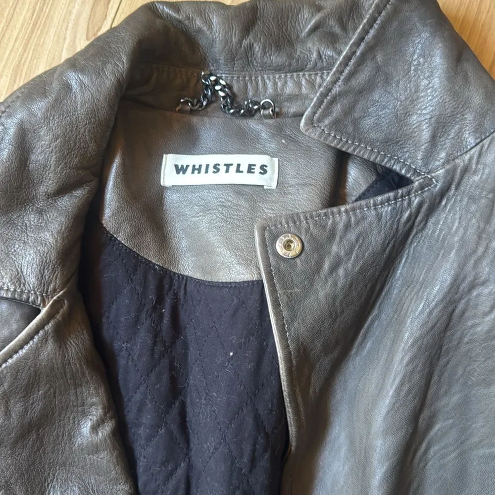 Whistles Brown Leather Moto Jacket Size 10 - Image 4