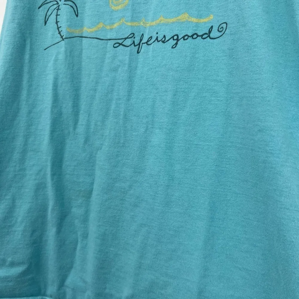 Life is Good blue sleeveless palm tree sunshine tank top classic fit sz medium - Image 4