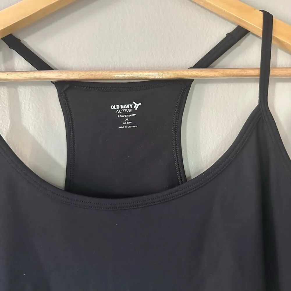 Old Navy Black PowerSoft GoDry Spaghetti Strap Racer-Back Mini Dress Size XL - Image 6