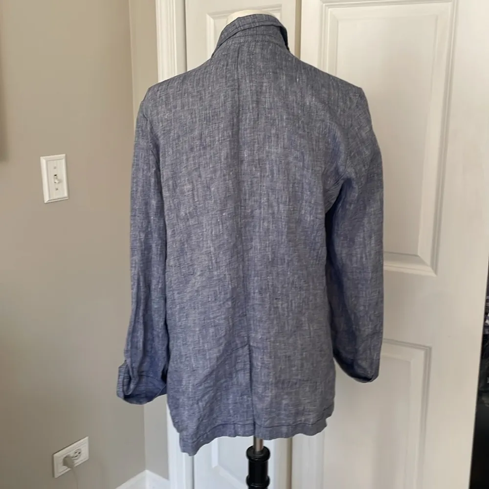 Caslon Blue Linen Open Long Sleeve Coat / Top - Image 5