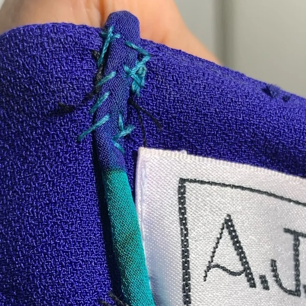 AJ Bari vintage spaghetti strap Hawaiian, tropical, floral print midi dress 8 Blue - Image 8