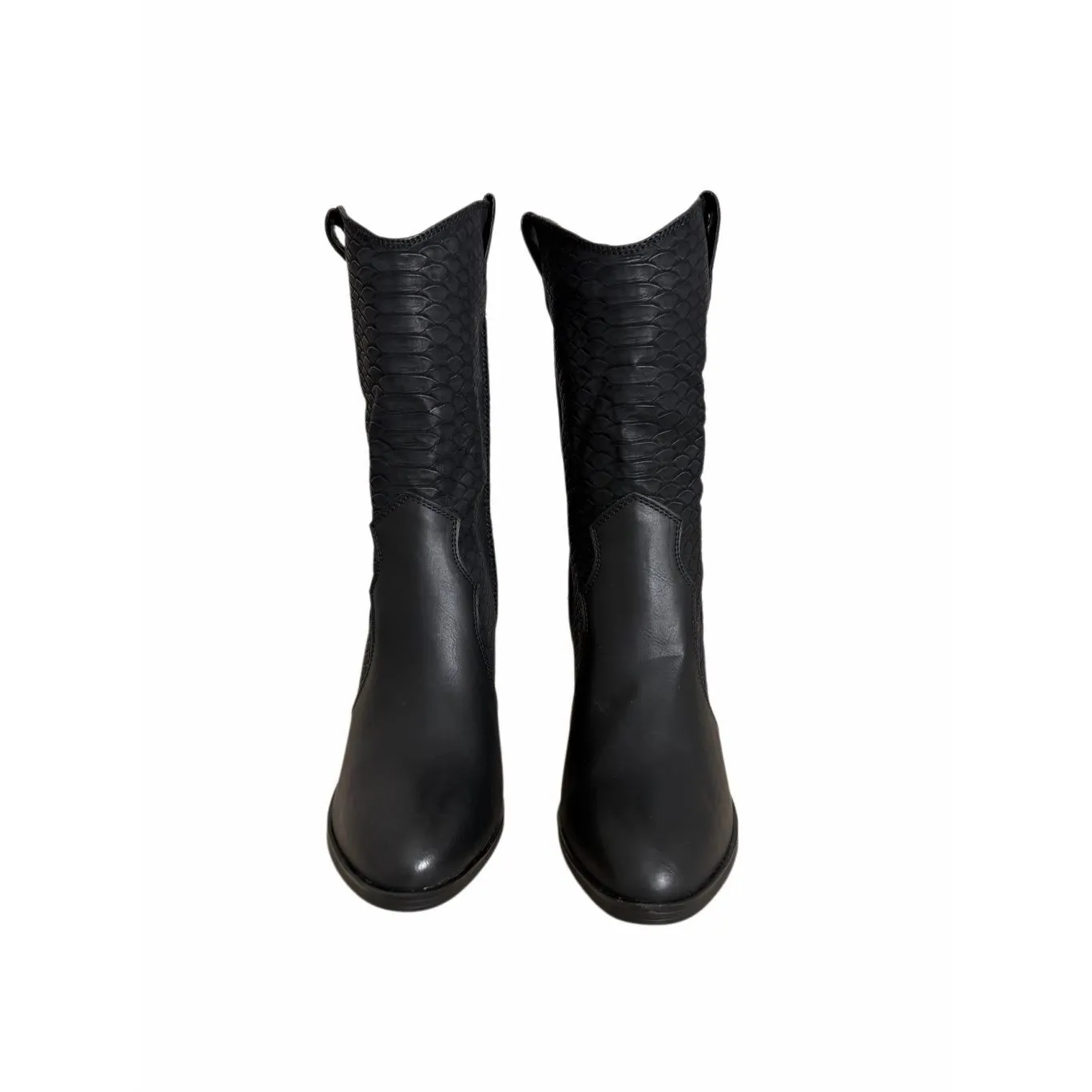 Mia Cindy Embossed Western Cowboy Boot in Black Python Size 7 Block Heel - Image 4