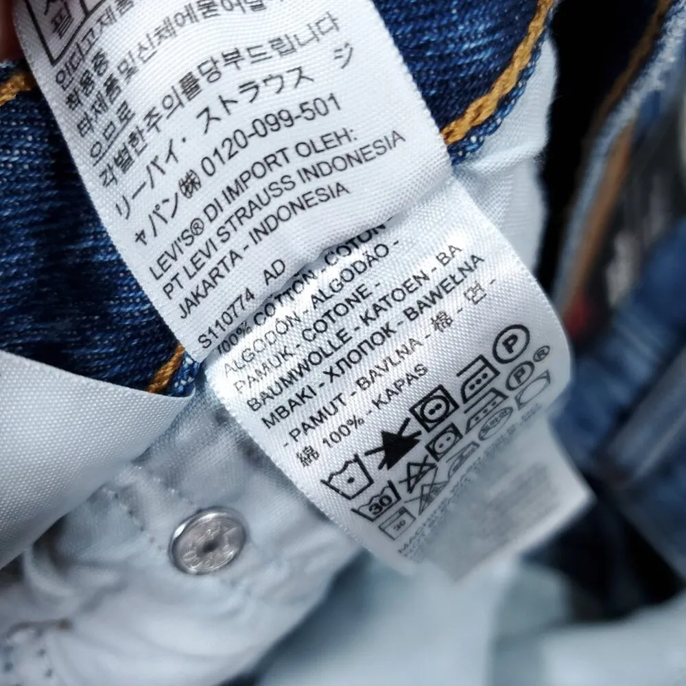 Levi's Premium Wedgie Straight Jeans Distressed Ripped Destroyed Blue Size 28x28 - Image 8