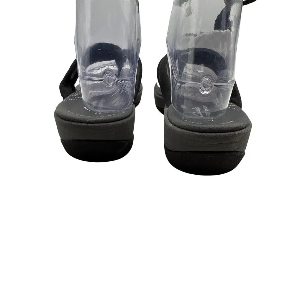 Clarks Size 7 Cloudsteppers  Cushioned Black Knotted Strap Sandals Flip Flops - Image 9