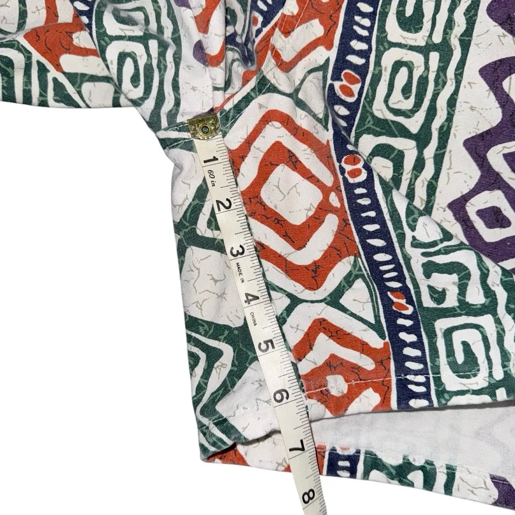 VTG 80s 90s NOT GUILTY High Rise Shorts Sz 5/6 USA Made Bold Aztec Tribal Print Purple - Image 10