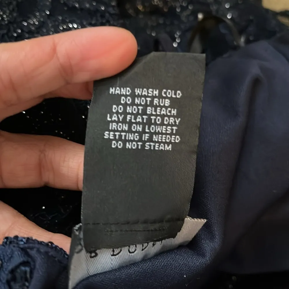 B darlin navy lace embroidery halter fit flare cocktail tulle dress size 9/10 - Image 4