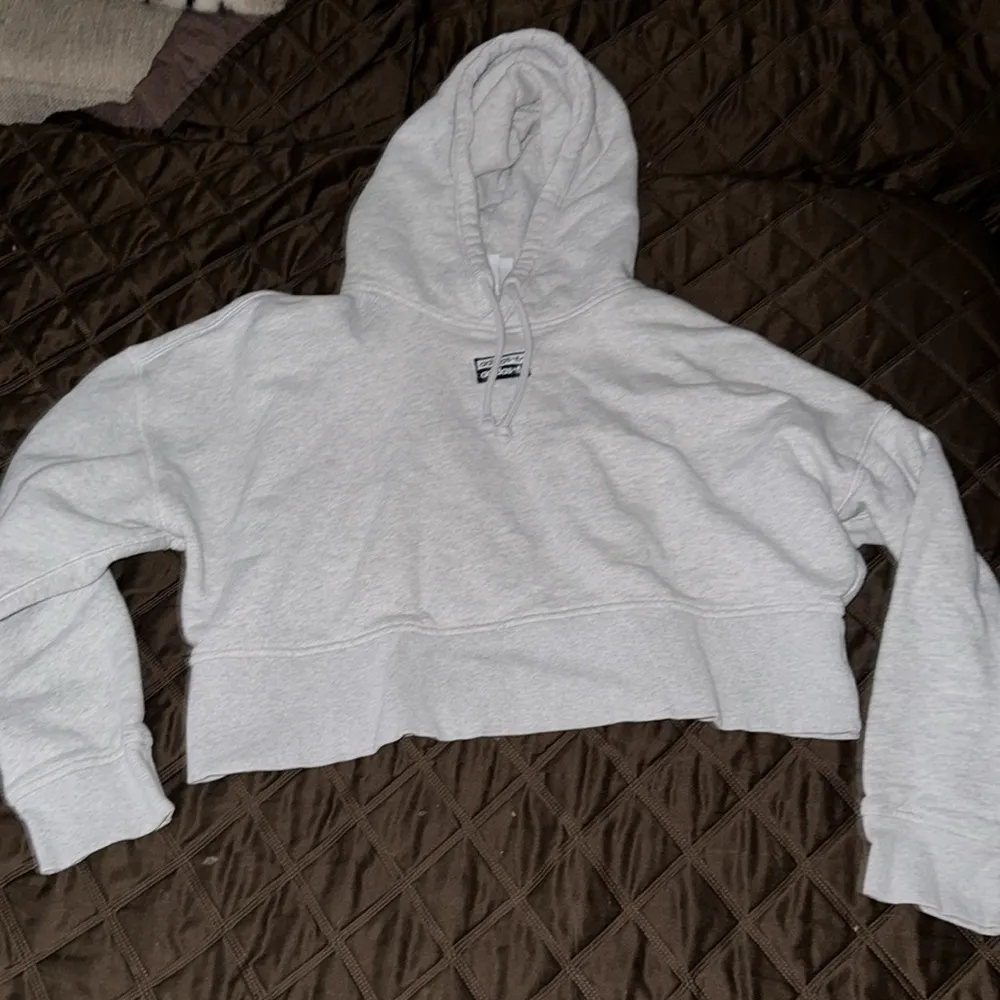 Adidas Originals Women's V-ocal Cropped Hooded Sweatshirt grey oversized large - Image 2