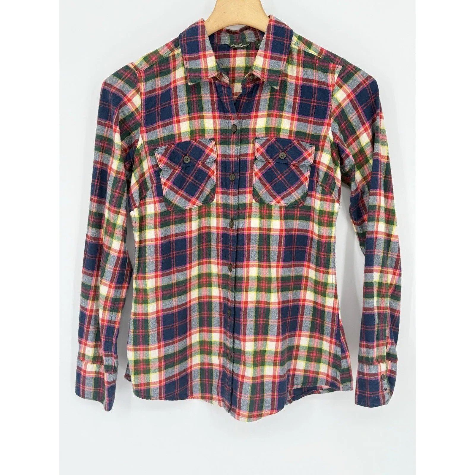 Eddie Bauer Plaid 100%‎ Cotton Long Sleeve Forest Flannel Womens XS Lot Soft - Image 5