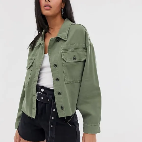All Saints Olive Green Shirt Jacket - Image 10