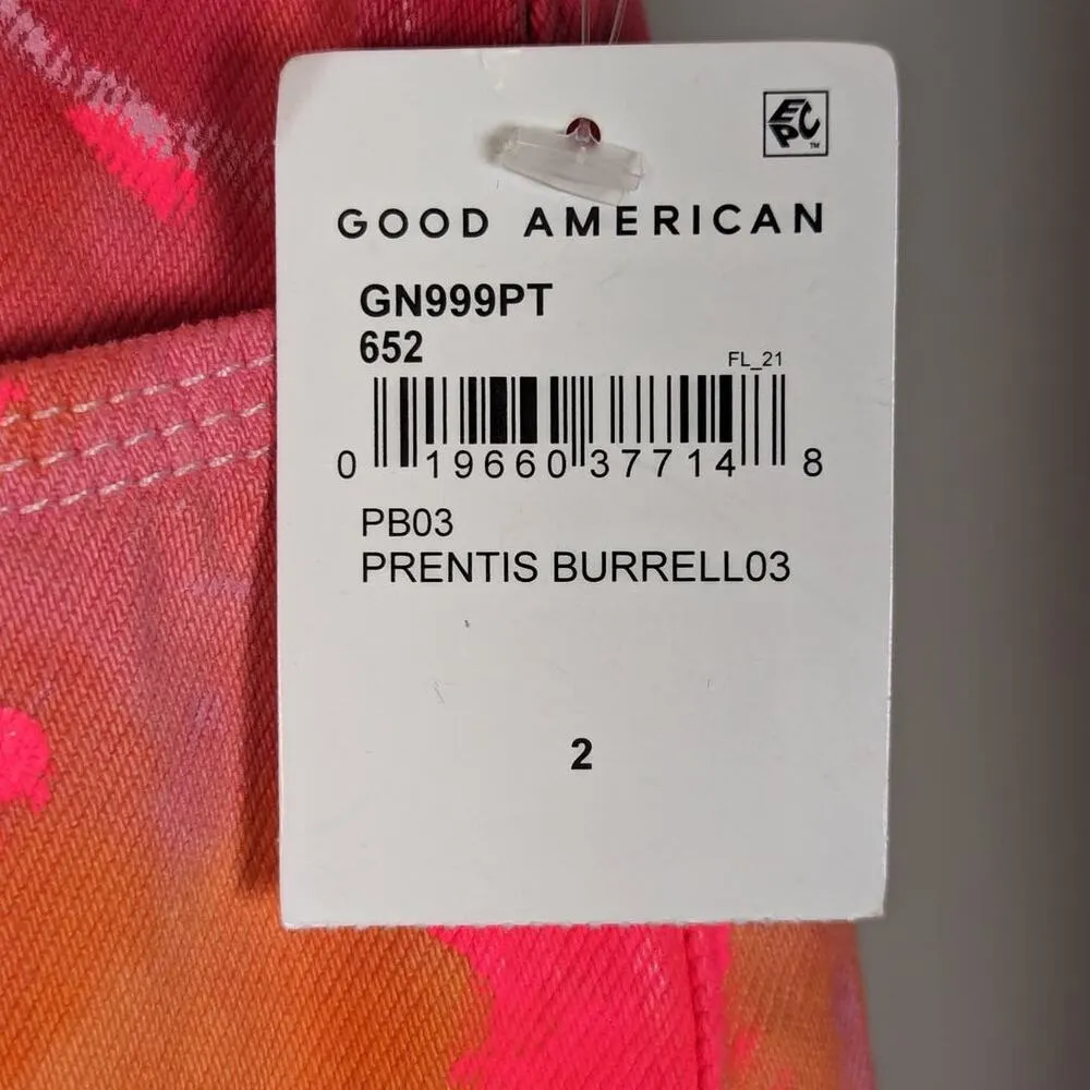 Good American Prentis Burrell 90s Loose Fit Tie Dye Jeans Pink Orange Size 2/26 - Image 6