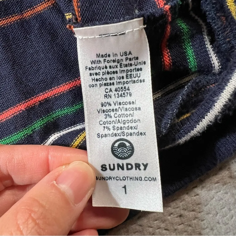 Sundry Multi Striped Rainbow Sweatshirt Top Size 1 / Small EUC - Image 6