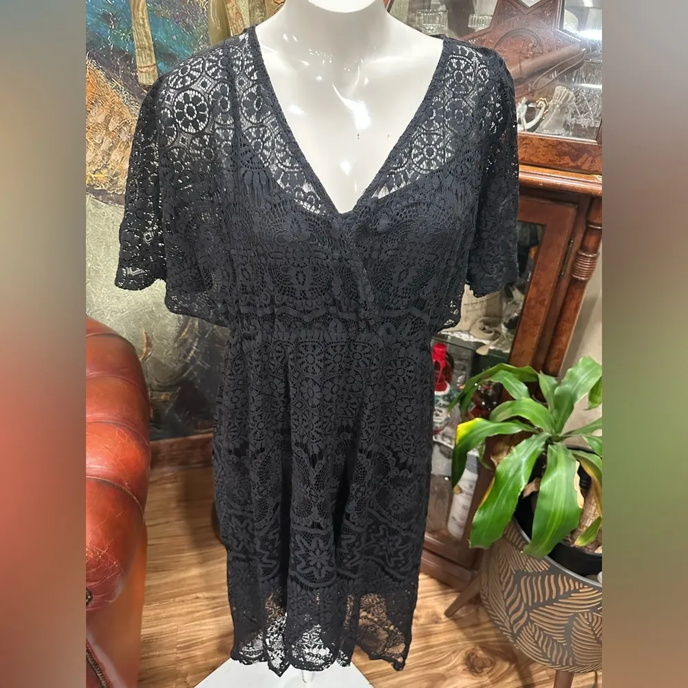 Black Asymmetrical Wrap Sundress - Image 2