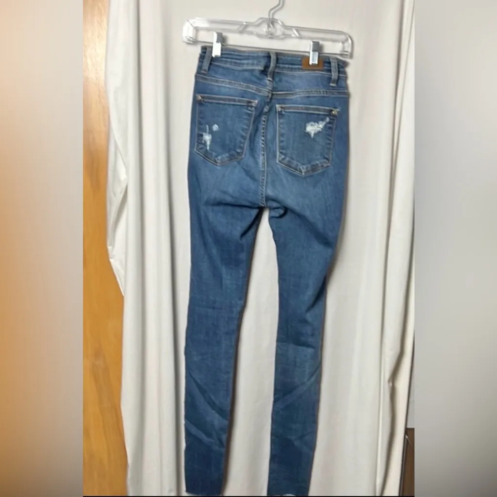 Judy Blue Distressed Button Fly Skinny Fit Women's Blue Jeans Size 5/27 - Image 5