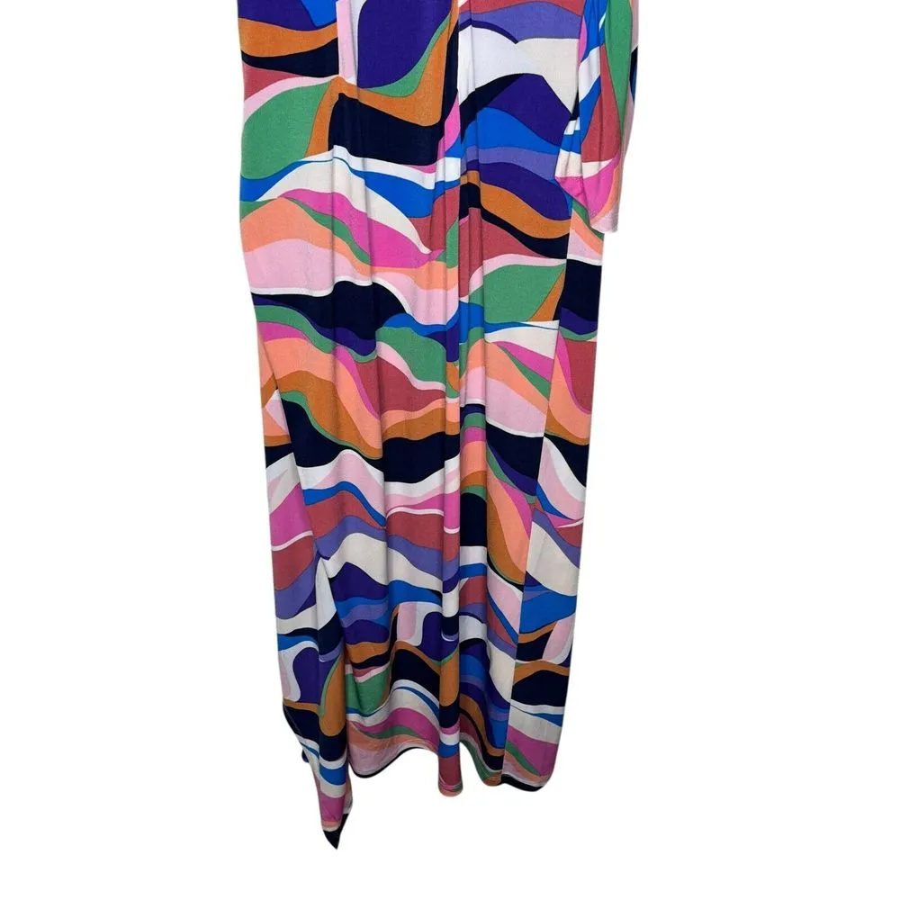 London Style Women's Dress Tea Length Faux Crew-Neck Wrap Cap Sleeve Midi Sz. 18 - Image 11