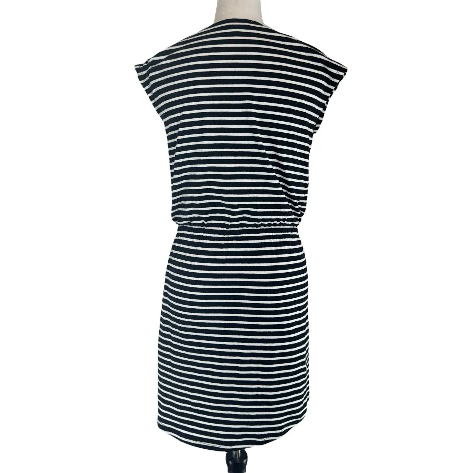 MICHAEL Michael Kors Striped Knee Length Dress XS White Black Gold Zip Old Money - Image 9