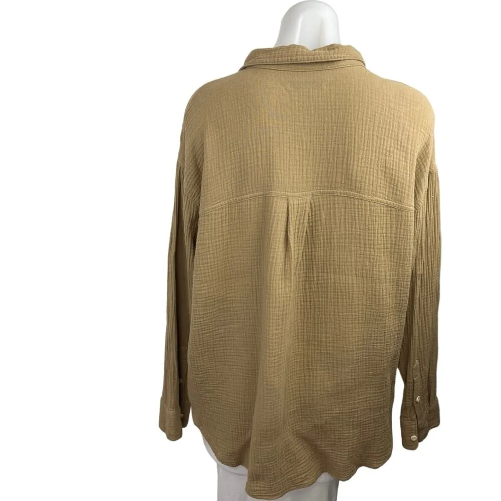 Madewell Lightspun Khaki Tan Button Down Up Cotton Gauze Shirt Blouse Top S - Image 2