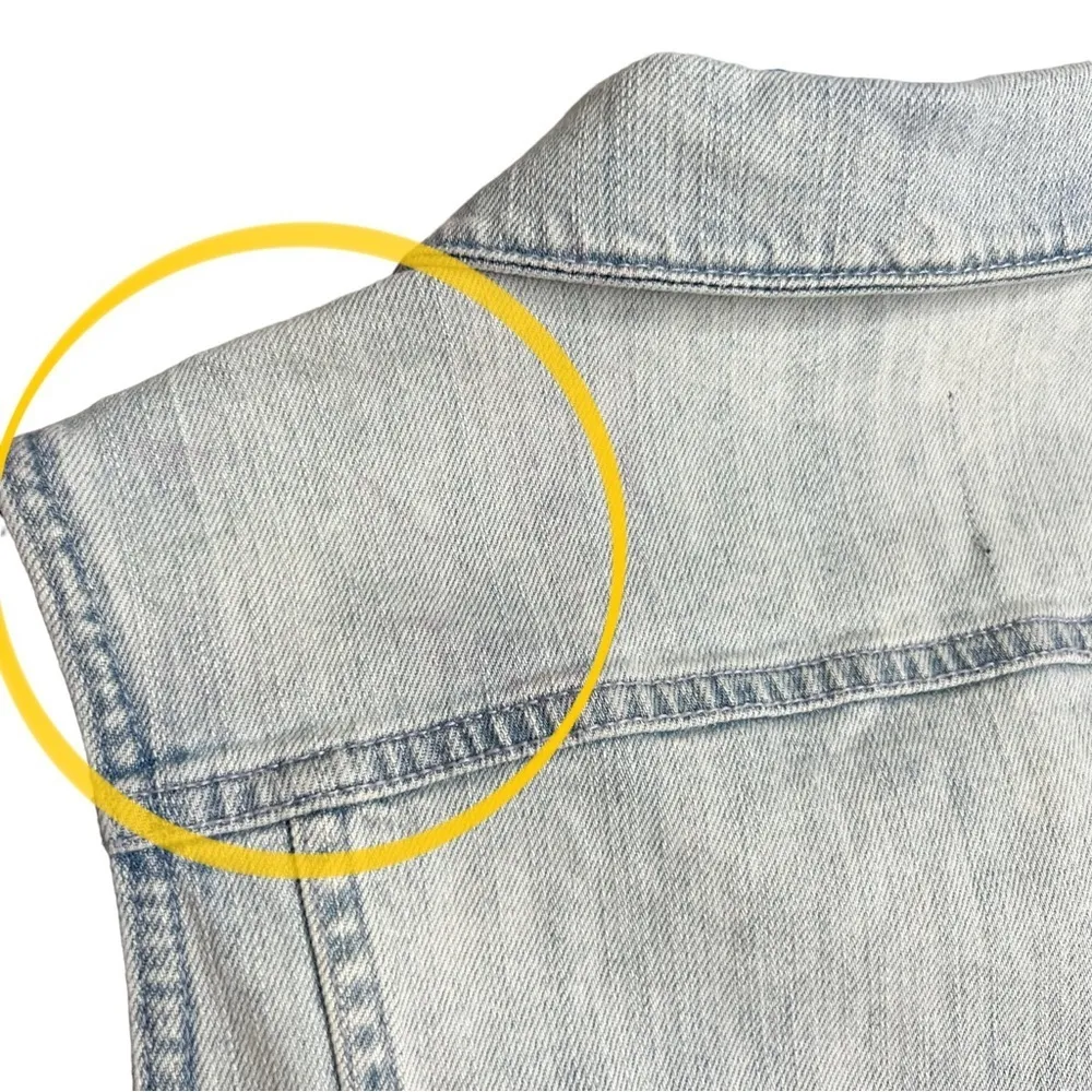 GAP Factory Light Acid Bleach Wash Denim Jean Vest Blue Size XS - Image 7