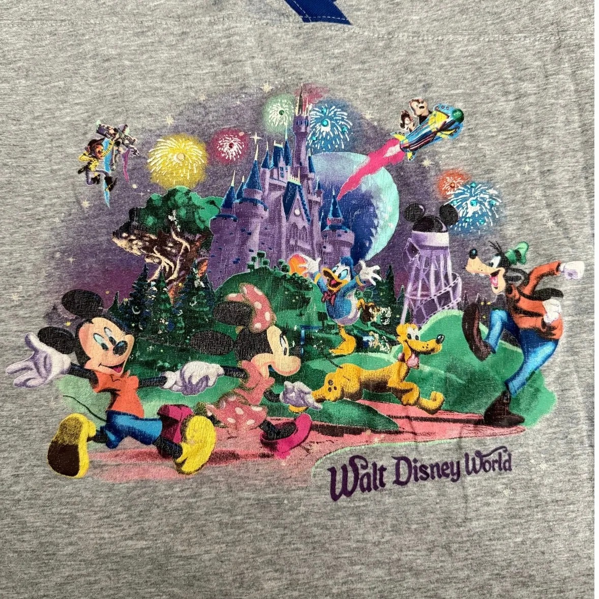 Walt Disney World Parks Womens 1X V Neck Graphic Shirt Varsity Stripes Castle - Image 3