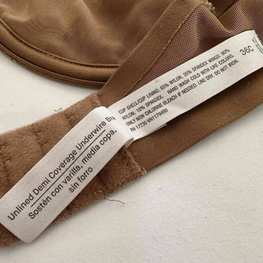 Auden Semi Sheer 36C Brown Mesh Unlined Demi Coverage Underwire Size undefined - Image 4