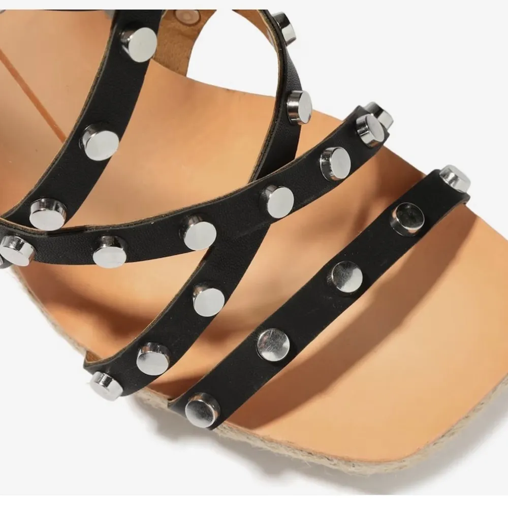 NEW Dolce Vita Maxon Espadrille Wedge Sandal Black Studded Womens Size 9.5 - Image 8