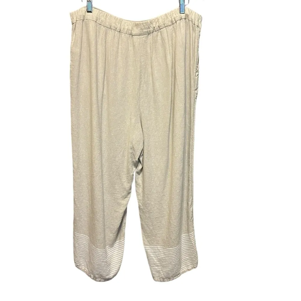 Pure Jill Women Pants XL Beige Wide Leg Linen Blend Beachy Coastal Preppy Vacay - Image 4