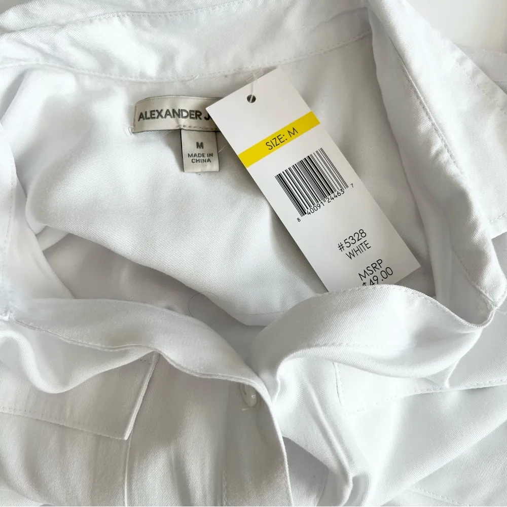 Alexander Jordan White Short Sleeve Button Down Camp Shirt Small NWT - Image 5