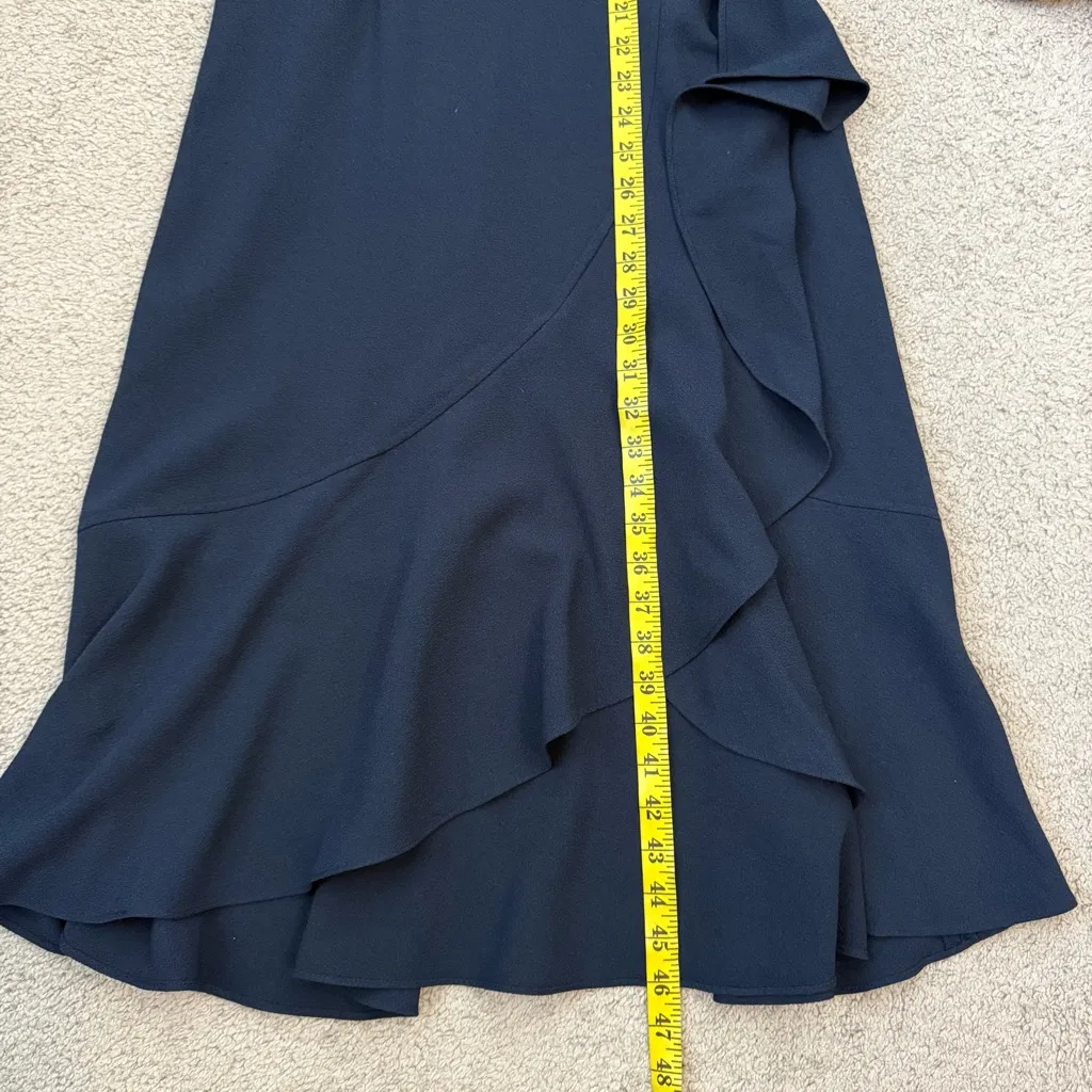Tommy Hilfiger Flutter Sleeve Faux Wrap Midi Dress Navy Blue 4 - Image 8