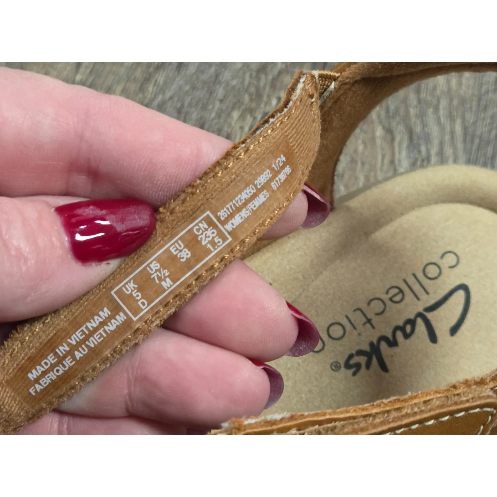 Clarks Elizabeth Sea Fisherman Sandal Women's Leather Brown Size 7.5 Shoes - Image 9