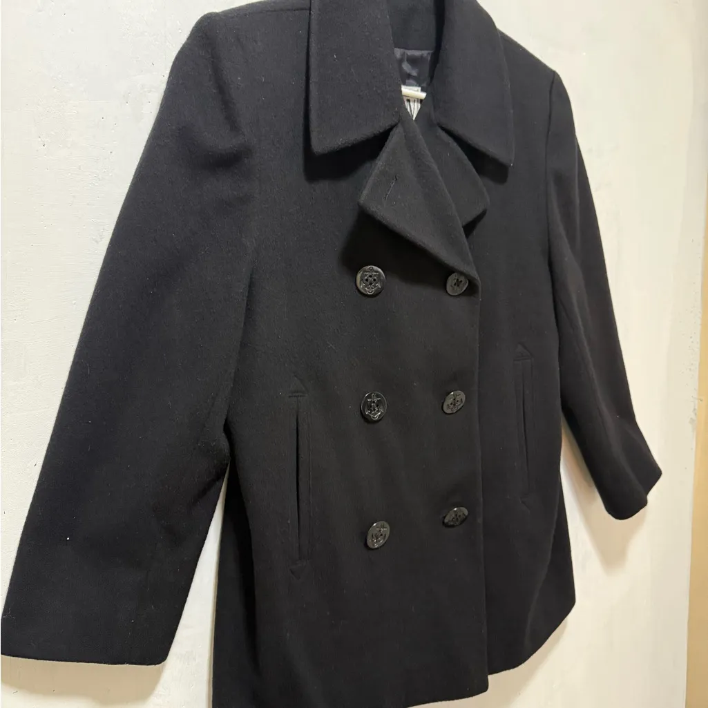 JNY Black Wool Pea Coat Women's Sz L - Image 2