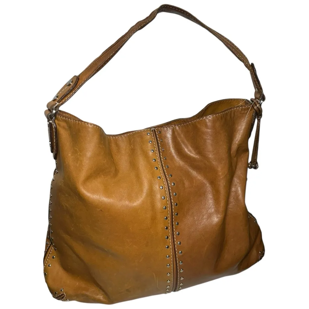 Michael Kors MK Vintage Tan Leather Studded Astor Hobo Bag - Image 3